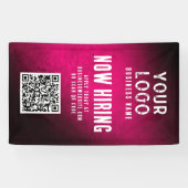 Now Hiring Banner QR Code Magenta Grunge Gradient (Horizontal)