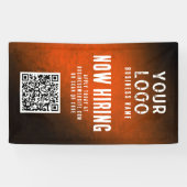 Now Hiring Banner QR Code Orange Grunge Gradient (Horizontal)
