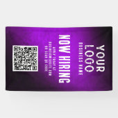 Now Hiring Banner QR Code Purple Grunge Gradient (Horizontal)