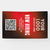 Now Hiring Banner QR Code Red Grunge Gradient (Horizontal)