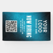 Now Hiring Banner QR Code Teal Grunge Gradient (Horizontal)
