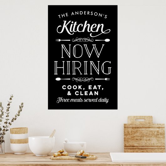 Now Hiring Fun Personalized Custom Kitchen Print Poster (Küche)