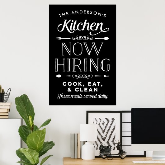 Now Hiring Fun Personalized Custom Kitchen Print Poster (Heimbüro)