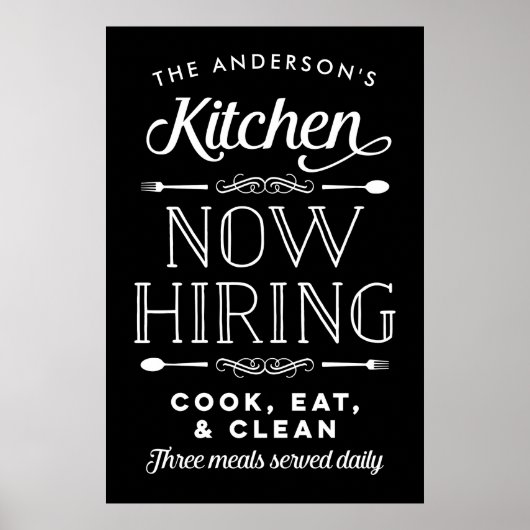 Now Hiring Fun Personalized Custom Kitchen Print Poster (Vorne)