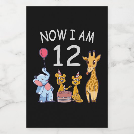 Now I am 12 years old 12th Birthday at the Zoo Lebensmitteletikett (Einzelnes Label)