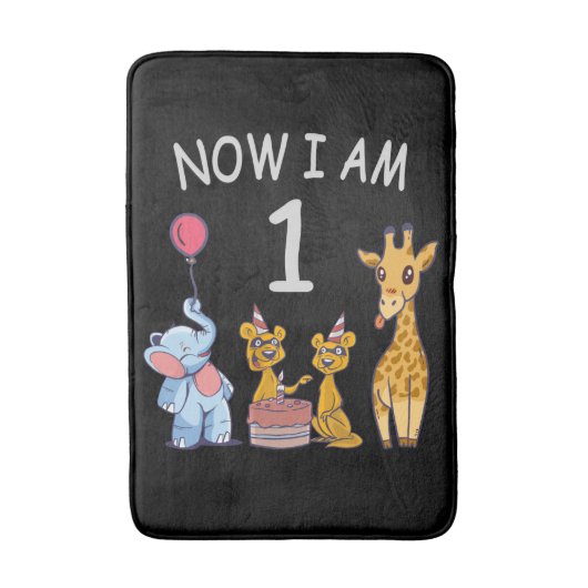 Now I am 1 year old 1st Birthday at the Zoo Badematte (Vorderseite Vertikal)