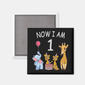 Now I am 1 year old 1st Birthday at the Zoo Magnet (Vorderseite/Rückseite)