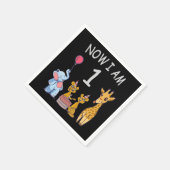 Now I am 1 year old 1st Birthday at the Zoo Serviette (Ecke)