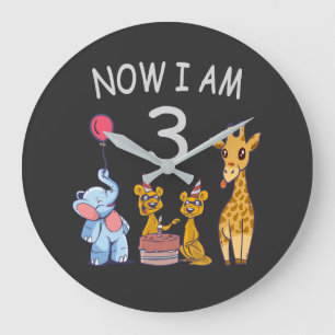 Now I am 3 year old 3rd Birthday at the Zoo Große Wanduhr