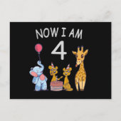 Now I am 4 year old 4th Birthday at the Zoo Postkarte (Vorderseite)