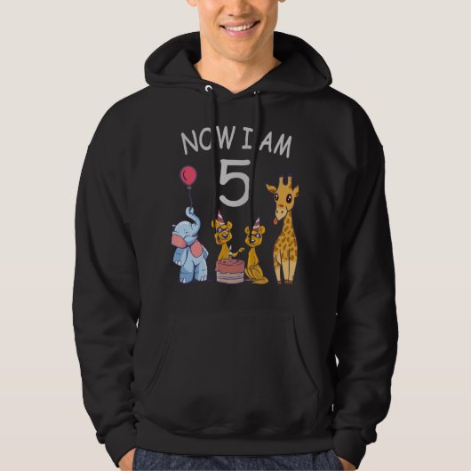 Now I am 5 years old 5th Birthday at the Zoo Hoodie (Vorderseite)