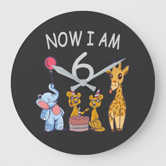 Now I am 6 years old 6th Birthday at the Zoo Große Wanduhr (Vorderseite)