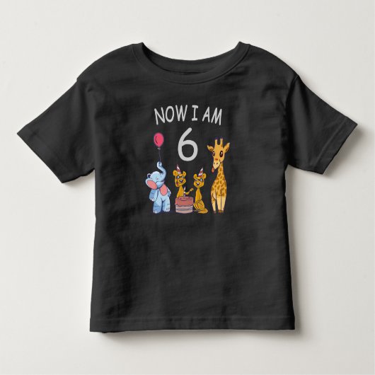 Now I am 6 years old 6th Birthday at the Zoo Kleinkind T-shirt (Vorderseite)