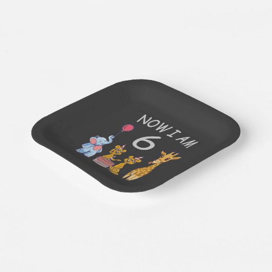 Now I am 6 years old 6th Birthday at the Zoo Pappteller (Gewinkelt)