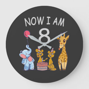 Now I am 8 years old 8th Birthday at the Zoo Große Wanduhr