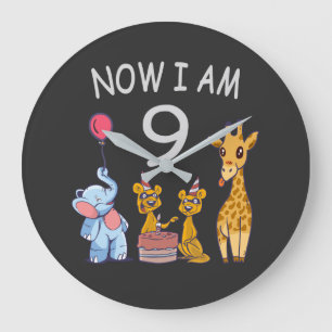 Now I am 9 years old 9th Birthday at the Zoo Große Wanduhr