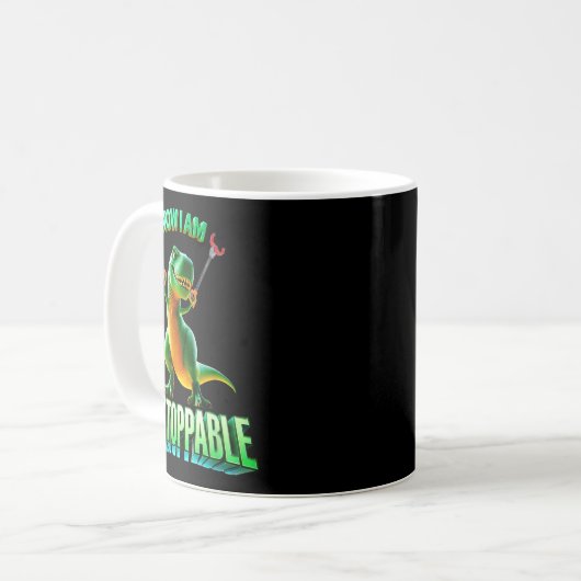 Now I Am Unstoppable Funny T-rex Tyrannosaurus Din Kaffeetasse (Vorderseite Links)