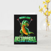 Now I Am Unstoppable Funny T-rex Tyrannosaurus Din Karte (Gelbe Blume)