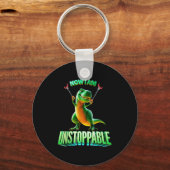 Now I Am Unstoppable Funny T-rex Tyrannosaurus Din Schlüsselanhänger (Vorderseite)