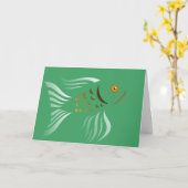 Nowruz Goldfish Grüner Hintergrund Karte (Gelbe Blume)