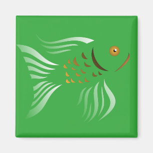 Nowruz Goldfish Vector Grafik Grüner Hintergrund Magnet