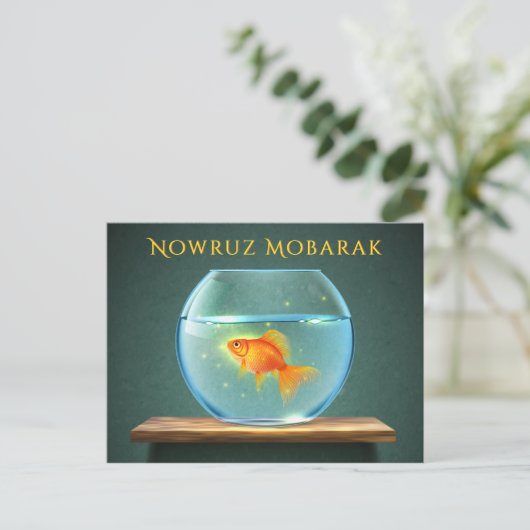 Nowruz Mobarak Goldfish in Bowl Postkarte (Stehend Vorderseite)