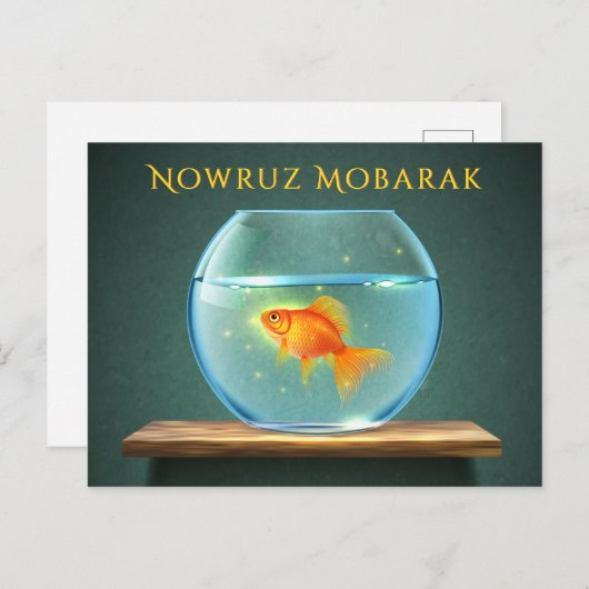 Nowruz Mobarak Goldfish in Bowl Postkarte (Vorne/Hinten)