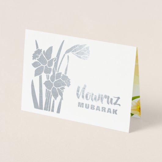 Nowruz Mubarak. Frühlingsdaffodien Persisches Neuj Folienkarte (Vorderseite)