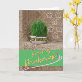 Nowruz Mubarak mit Sabzeh und farbenfrohen Worten Karte (Gelbe Blume)
