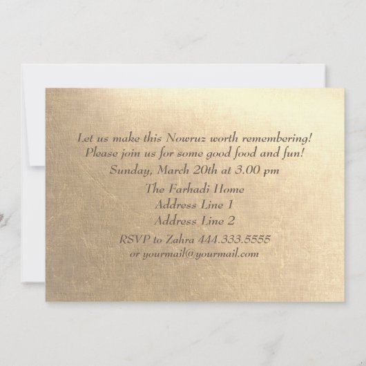 Nowruz Mubarak Persian New Year Party Einladung (Rückseite)