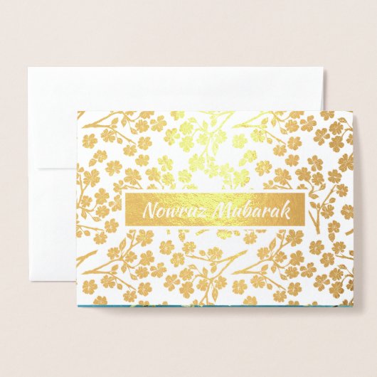 Nowruz Mubarak. Real Foil Persian New Year Cards Folienkarte (Vorderseite mit Umschlag)