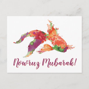 Nowruz Mubarak Wasserfarben Goldfisch Postkarte