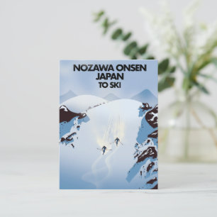 Nozawa Onsen Japan Ski-Druck. Postkarte