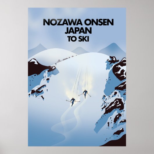 Nozawa Onsen Japan Ski drucken. Poster (Vorne)