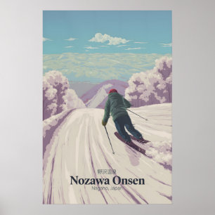 Nozawa Onsen Japan Skigebiet Reiseplakat Poster