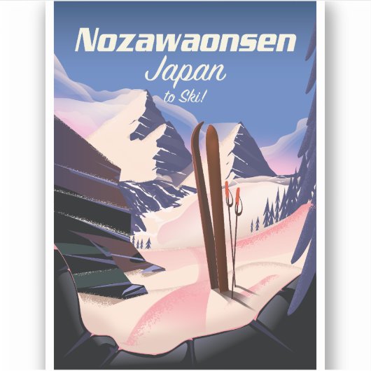 Nozawaonsen Japan auf Ski Aufkleber (Vorderseite)