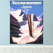 Nozawaonsen Japan auf Ski Leinwanddruck (Insitu (Holzboden))