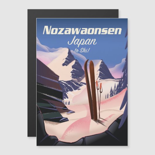 Nozawaonsen Japan auf Ski Magnetkarte (Vorne/Hinten)