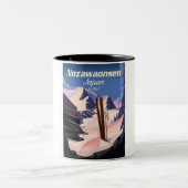 Nozawaonsen Japan auf Ski Zweifarbige Tasse (Mittel)