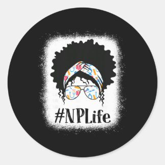 NP Krankenpfleger schwarze Afro unordentlicher Kno Runder Aufkleber