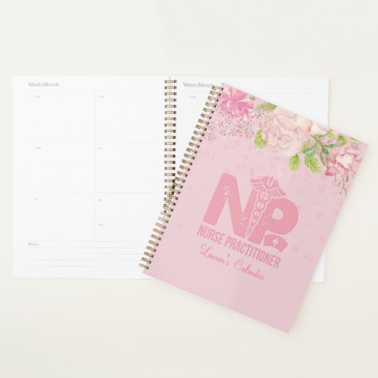 NP Nurse Pink Personalisiert Floral Journal Planer (Anzeige)