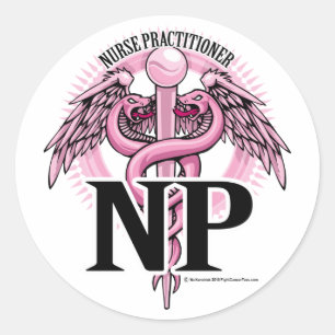 NP PINK Caduceus Runder Aufkleber