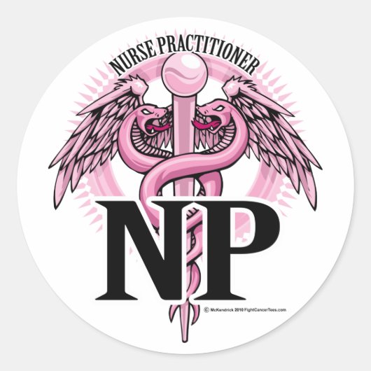 NP PINK Caduceus Runder Aufkleber (Vorderseite)