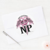 NP PINK Caduceus Runder Aufkleber (Umschlag)
