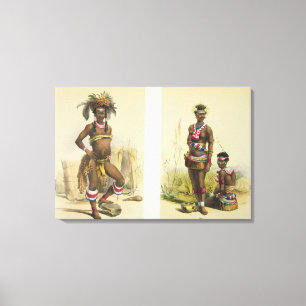 N'Pae ein junger Zulu im Gala-Kleid und in zwei Leinwanddruck