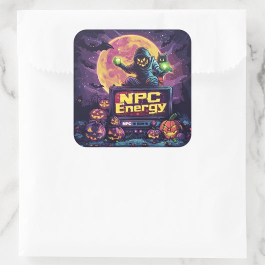 NPC-Energie | ExDesigner | Halloween Quadratischer Aufkleber (Tasche)