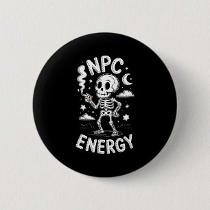 Npc-Energie-Skelett lustiges Meme  Button