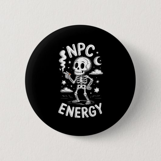 Npc-Energie-Skelett lustiges Meme Button (Vorderseite)