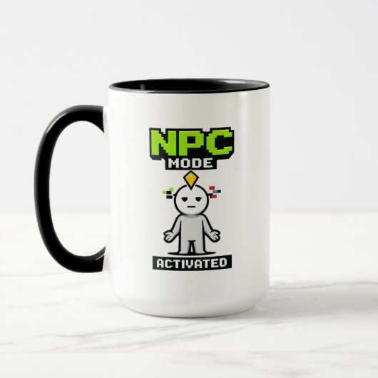 NPC-Modus aktiviert Pixel lustiger Cartoon Tasse (Links)