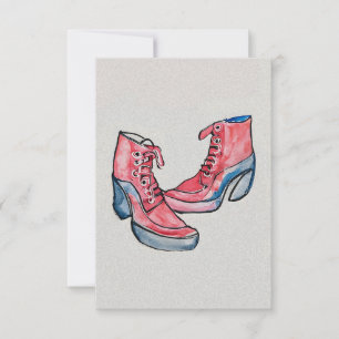 Nr. 01, Handzeichnung einer lustigen Schuhsammlung Dankeskarte